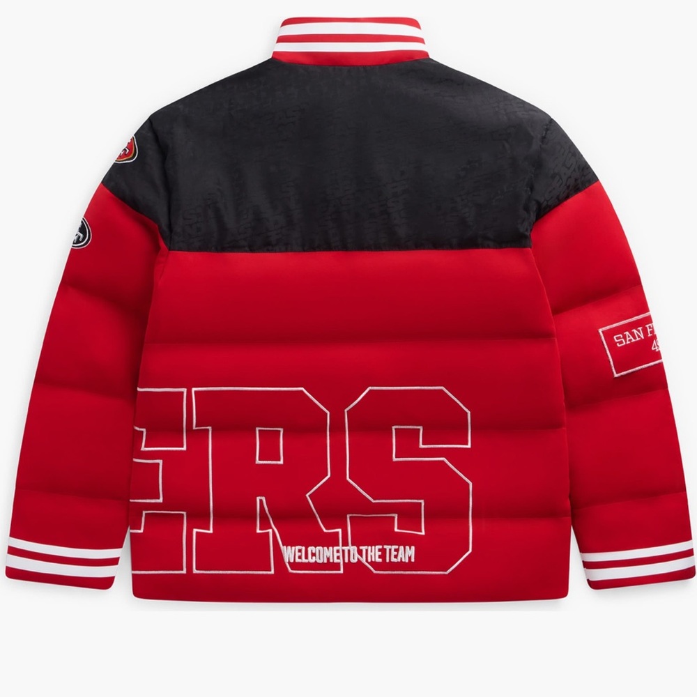 Women's Red and Black Puffer Jacket